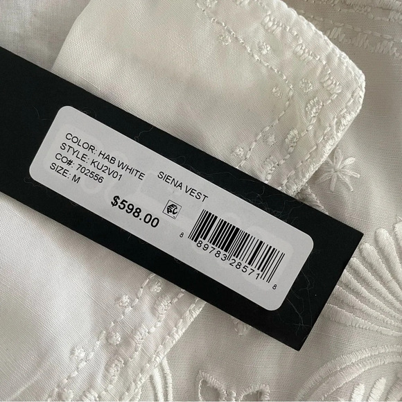 NWT Kobi Halperin Long Siena Vest Embroidered in Hab White size Medium - Picture 4 of 9